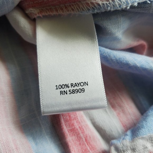 Allison Daley Top Women's 2X Blue Pink White Stripe 3/4 Roll Sleeve Button up - Picture 6 of 6